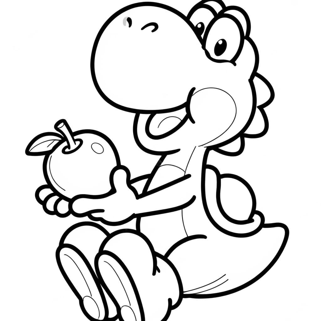 Yoshi e mela da colorare