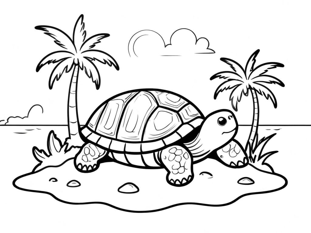 Tartaruga in spiaggia da colorare