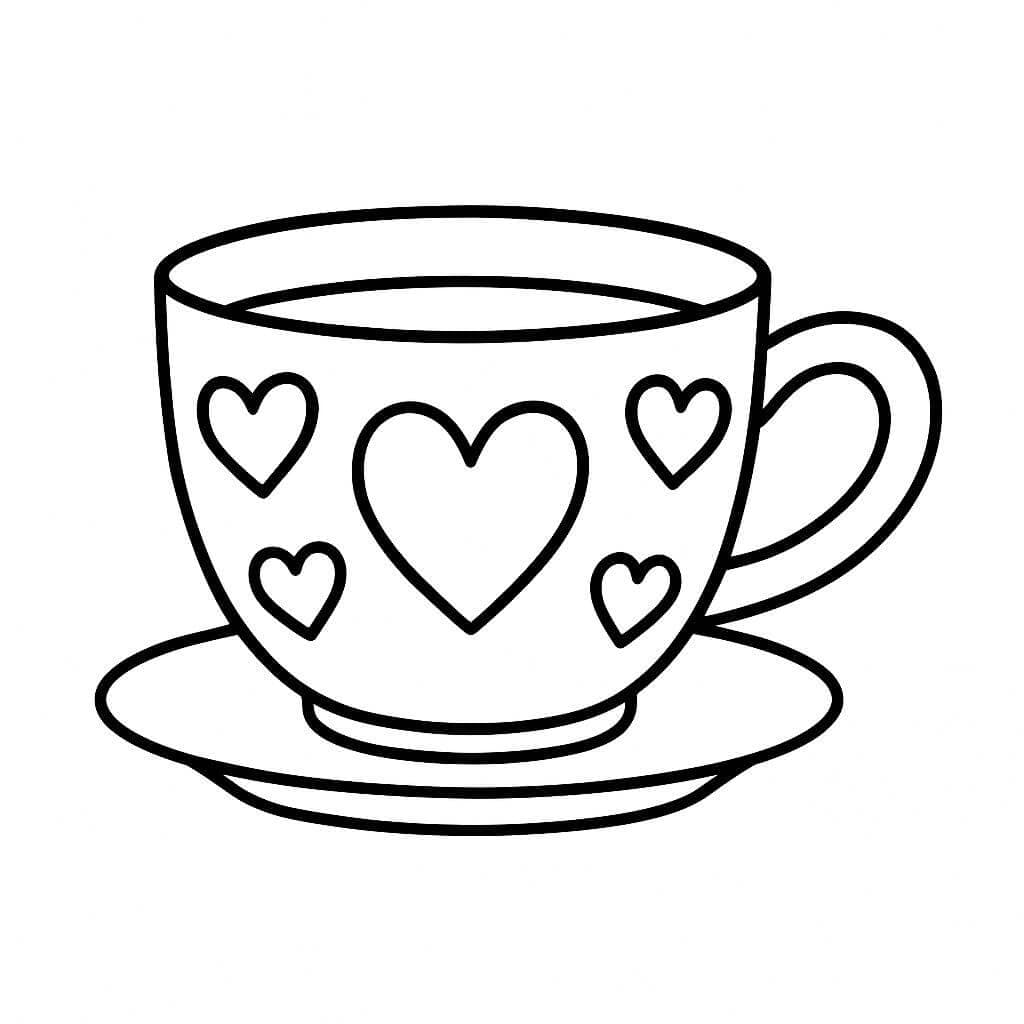 Tazza con cuori da colorare