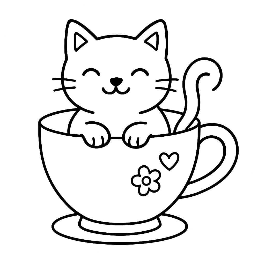 Tazza con gatto da colorare