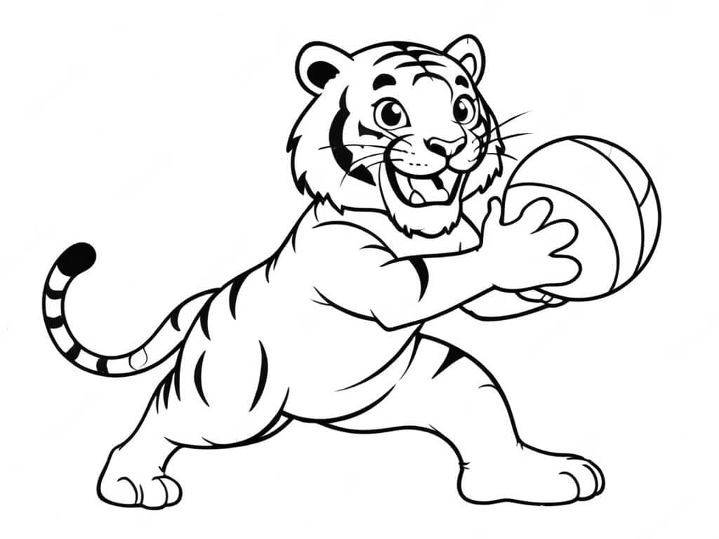 Tigre che gioca a basket da colorare