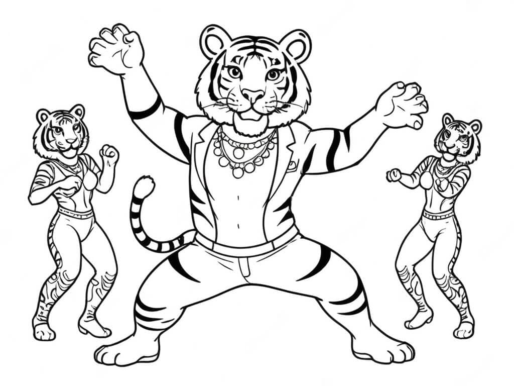 Tigre in discoteca da colorare