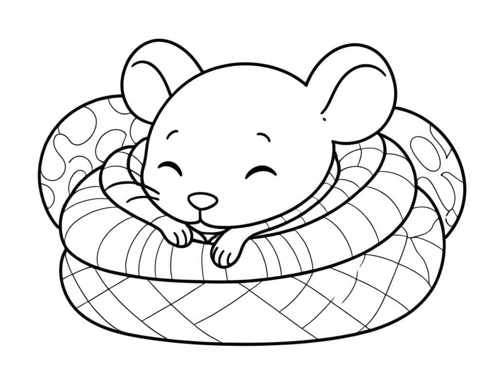 Topo dorme nel letto da colorare