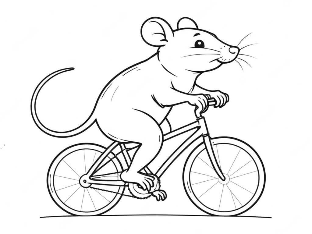 Topo in bicicletta da colorare