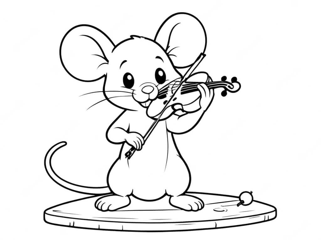 Topo suona il violino da colorare