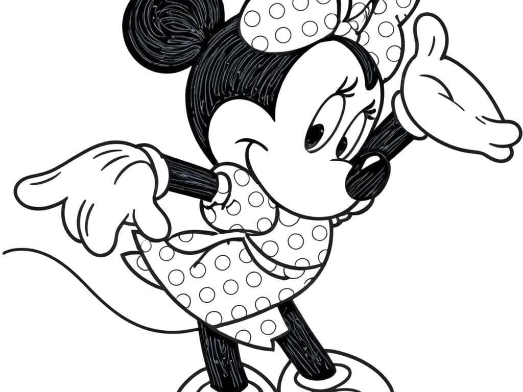 Minnie con vestito da colorare