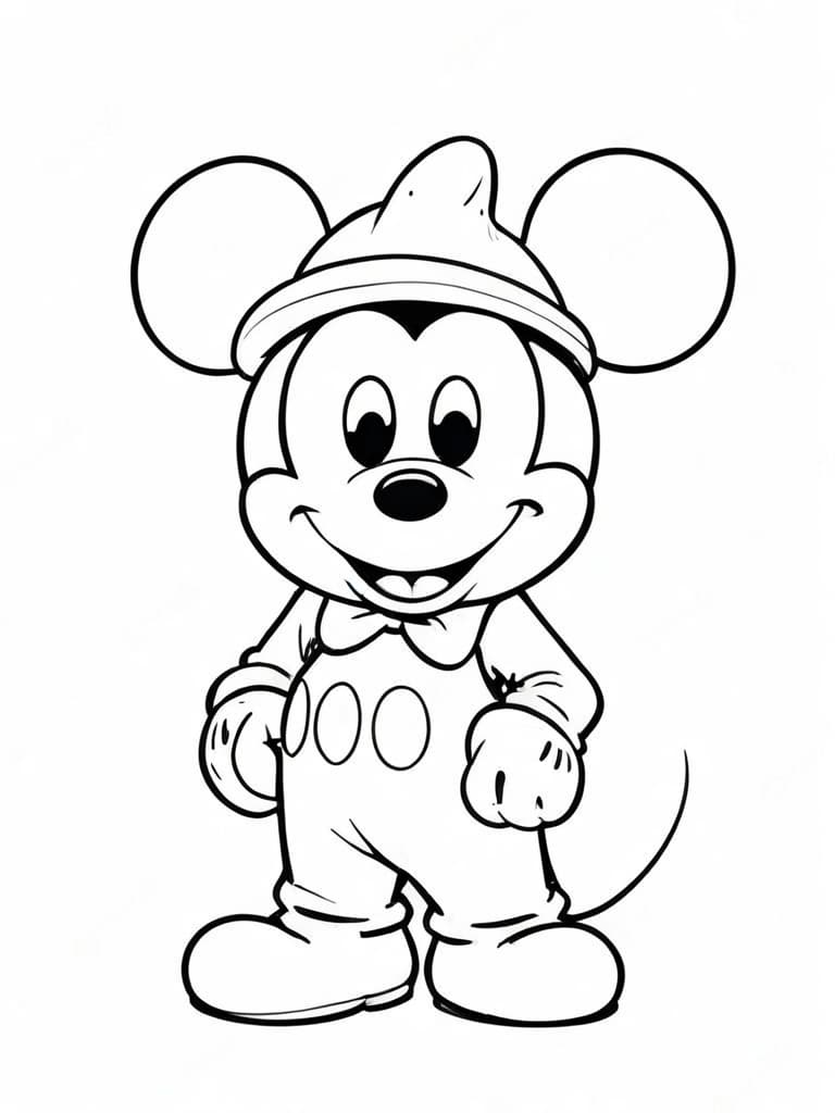 Topolino con cappello da colorare