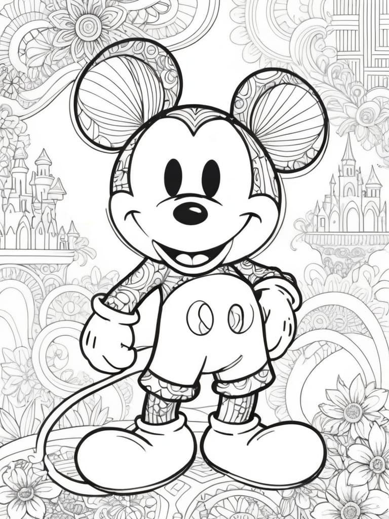 Topolino con dettagli da colorare