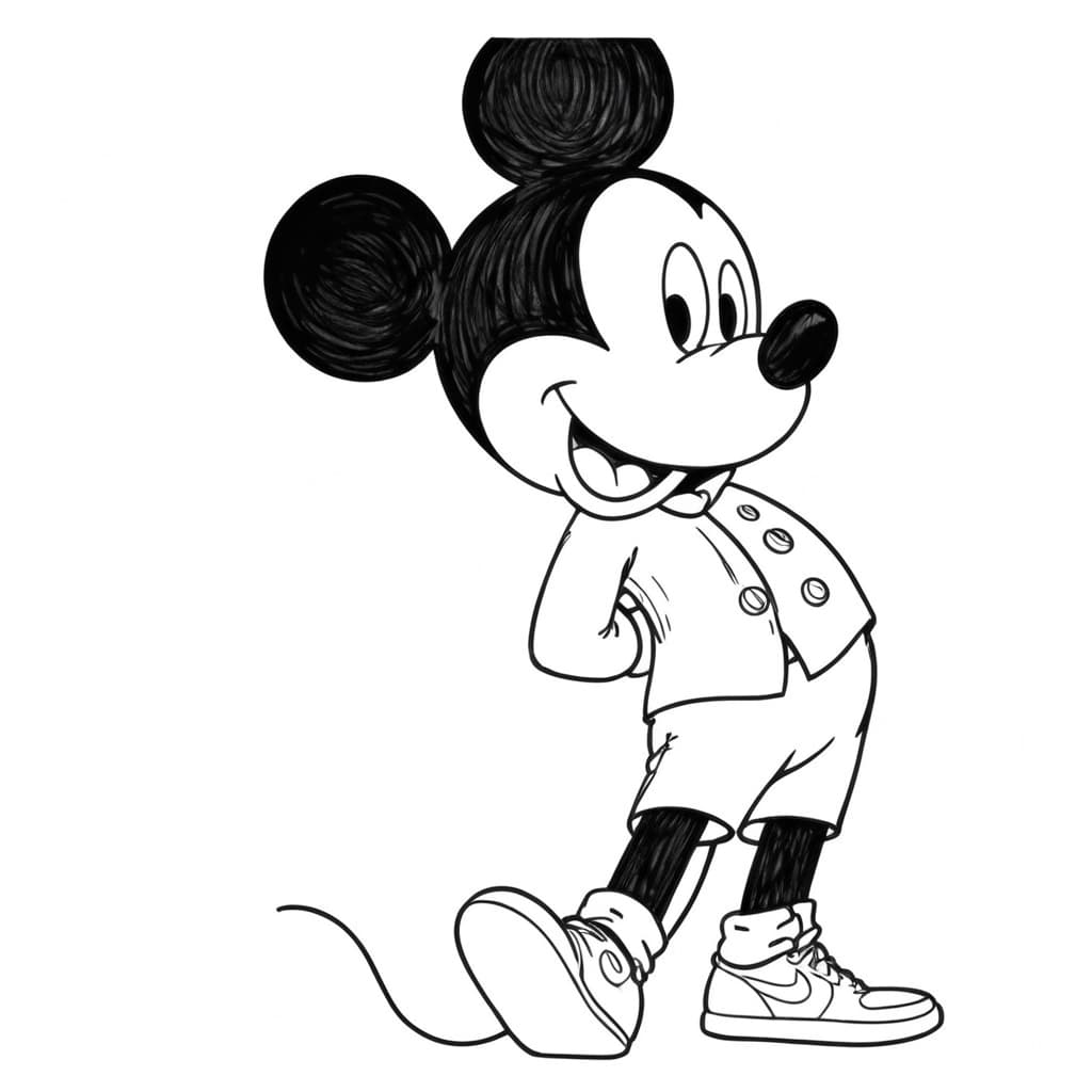 Topolino con maglietta da colorare