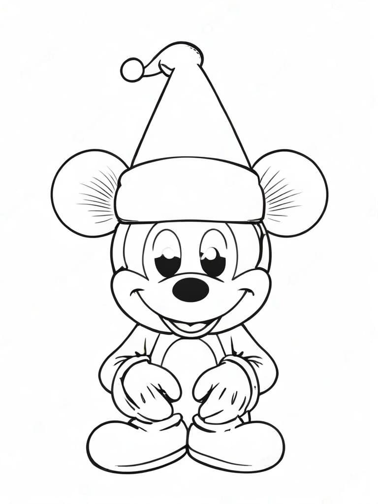 Topolino di Natale da colorare