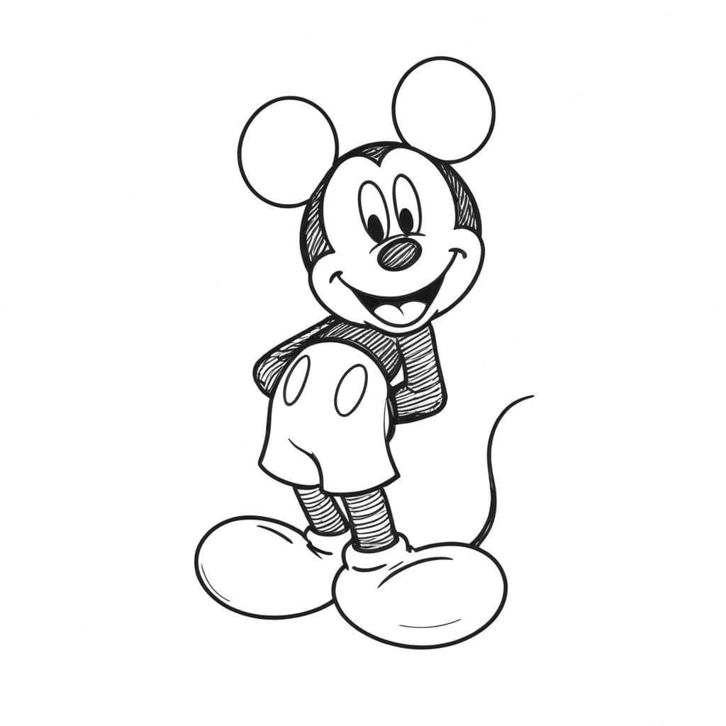 Topolino in posa da colorare