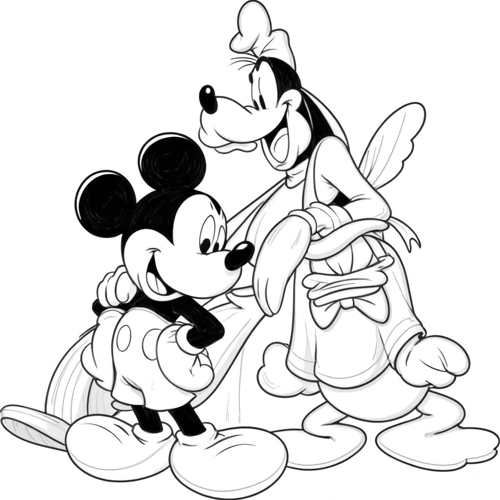 Topolino, Paperino e Pippo da colorare