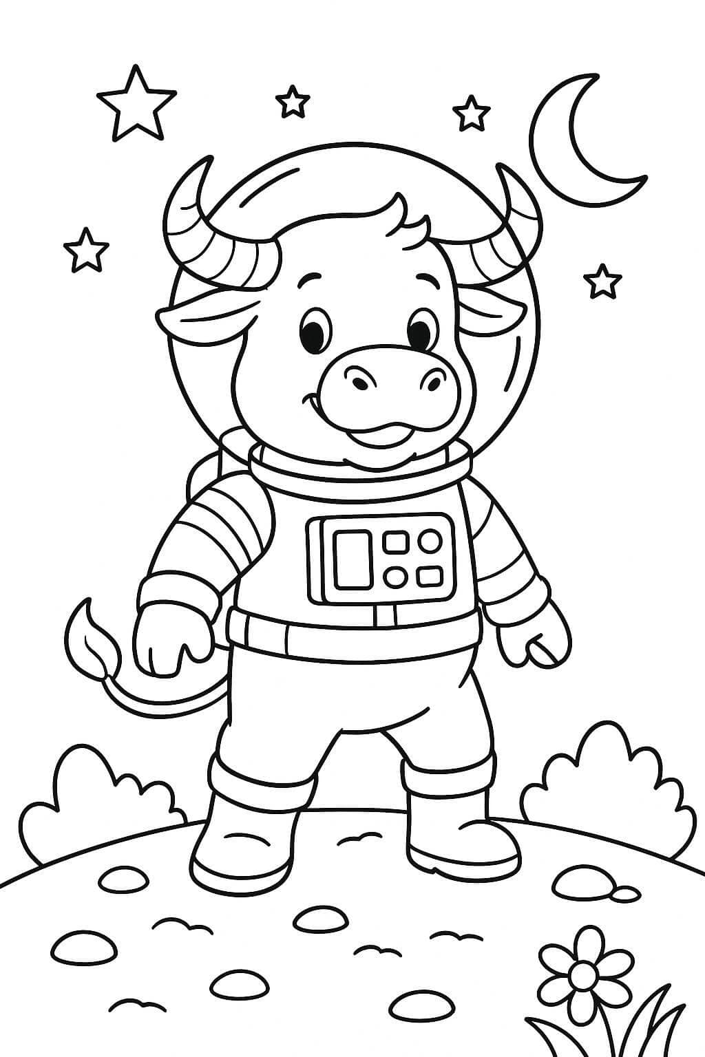Toro astronauta da colorare