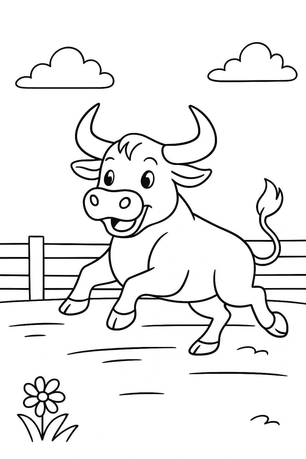 Toro che corre da colorare