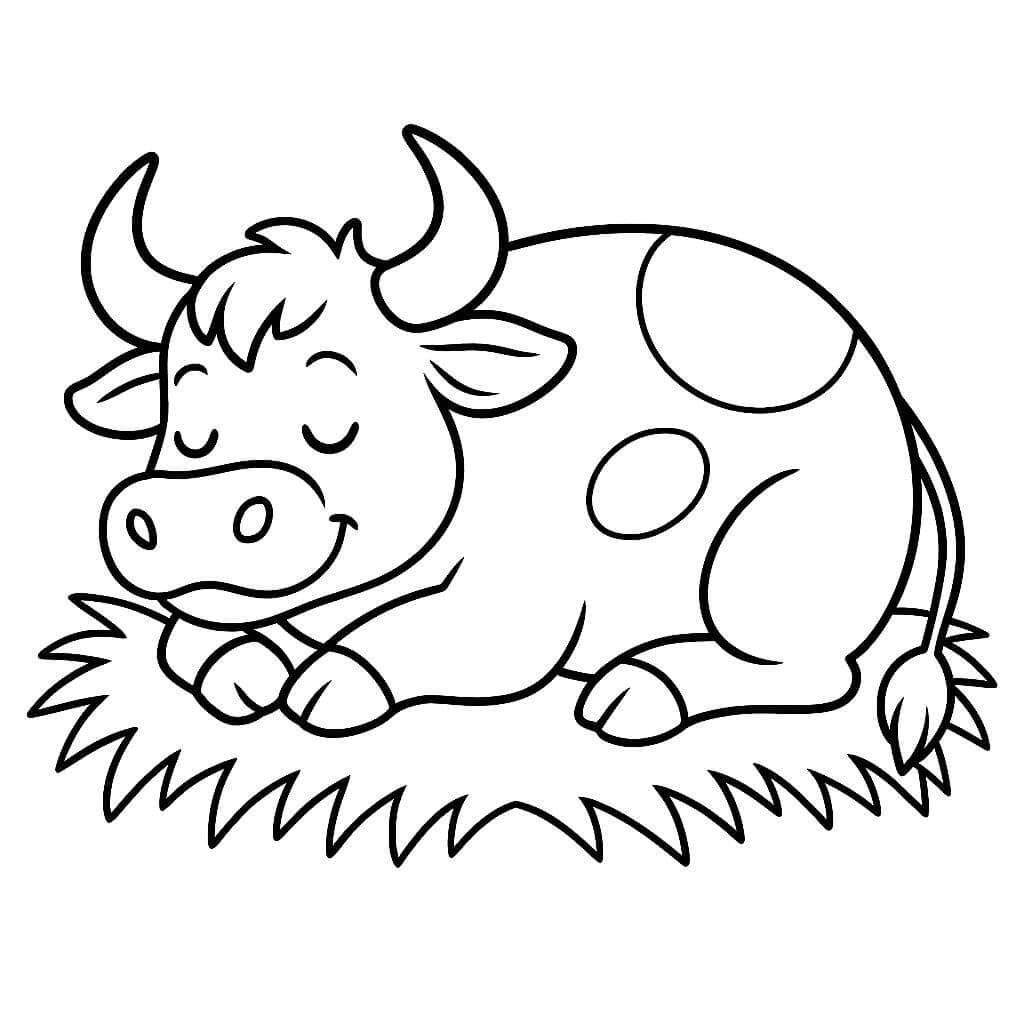 Toro che dorme da colorare