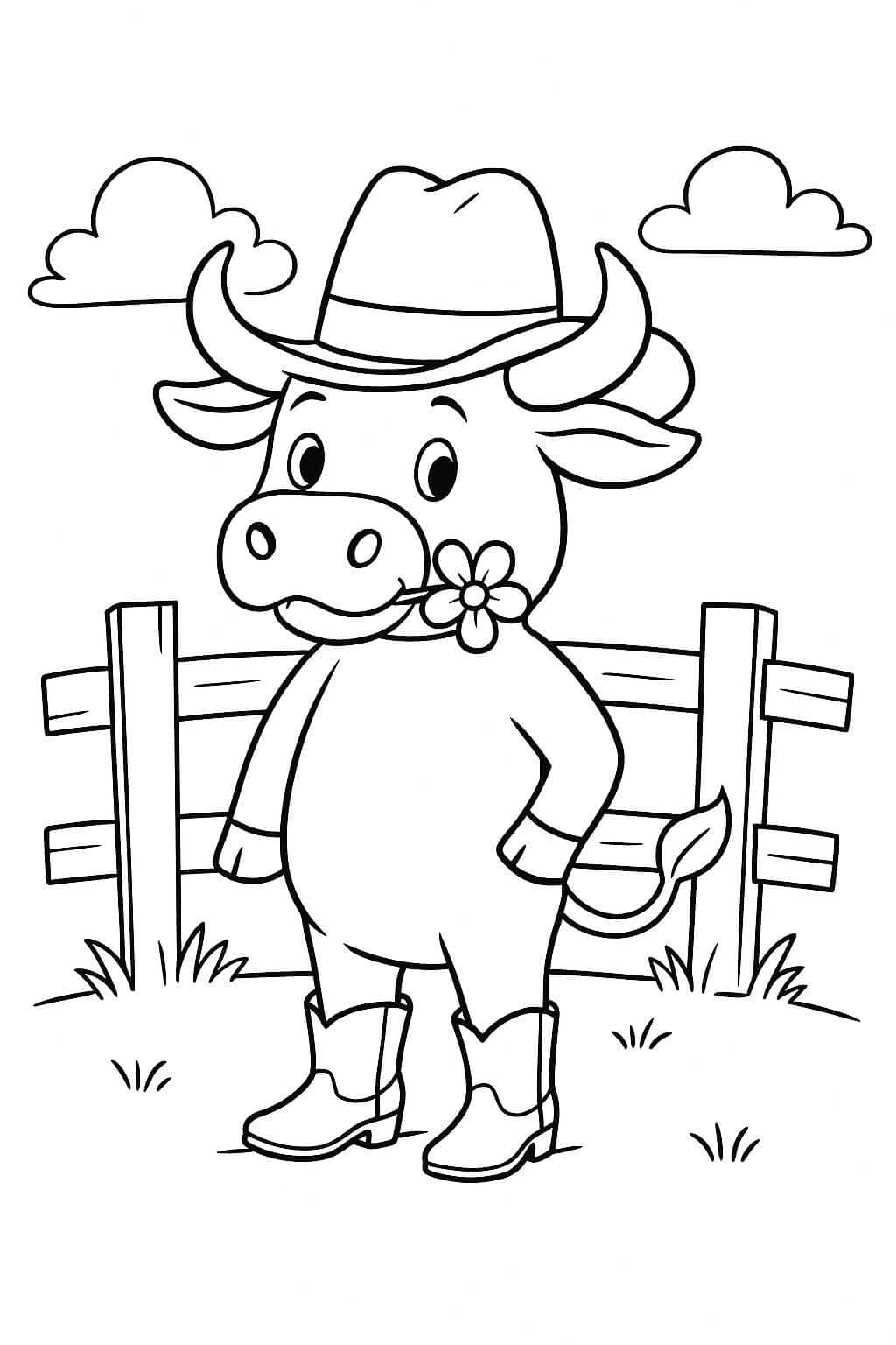 Toro cowboy da colorare