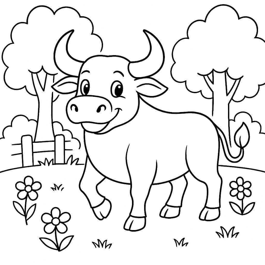 Toro nel bosco da colorare
