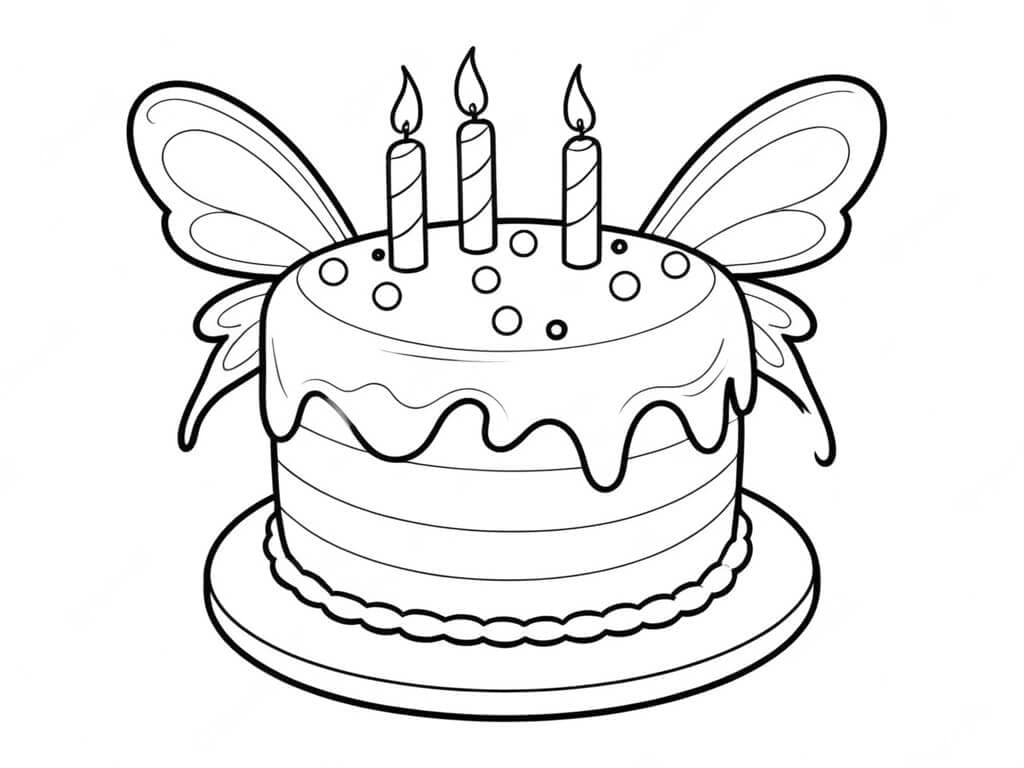 Torta con casetta delle fate da colorare