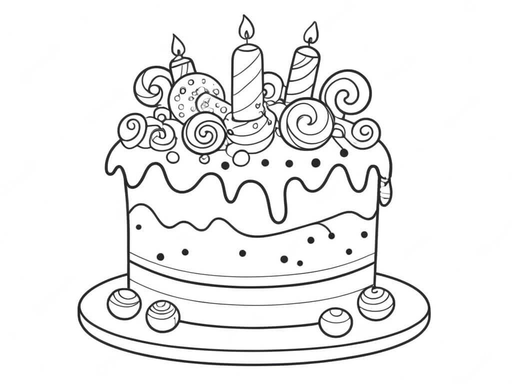 Torta con dolci da colorare