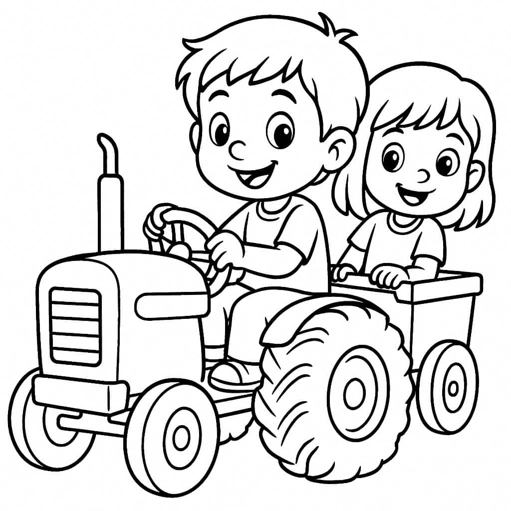 Trattore giocattolo per bambini da colorare