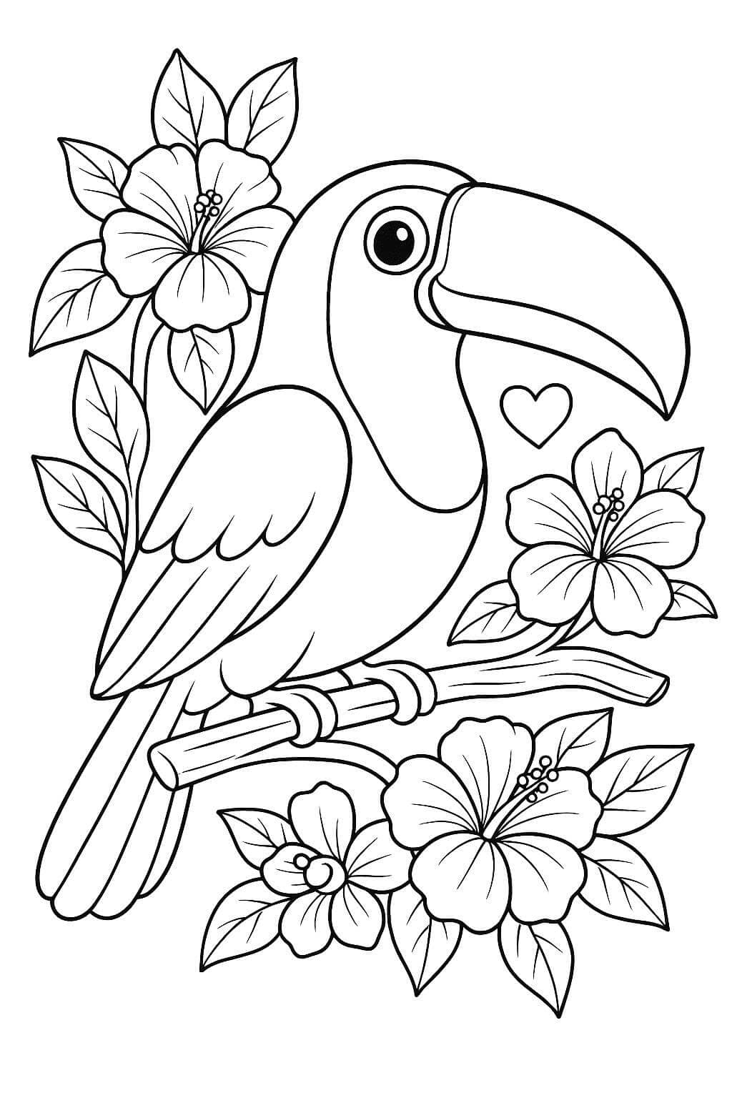 Tucano con fiori da colorare