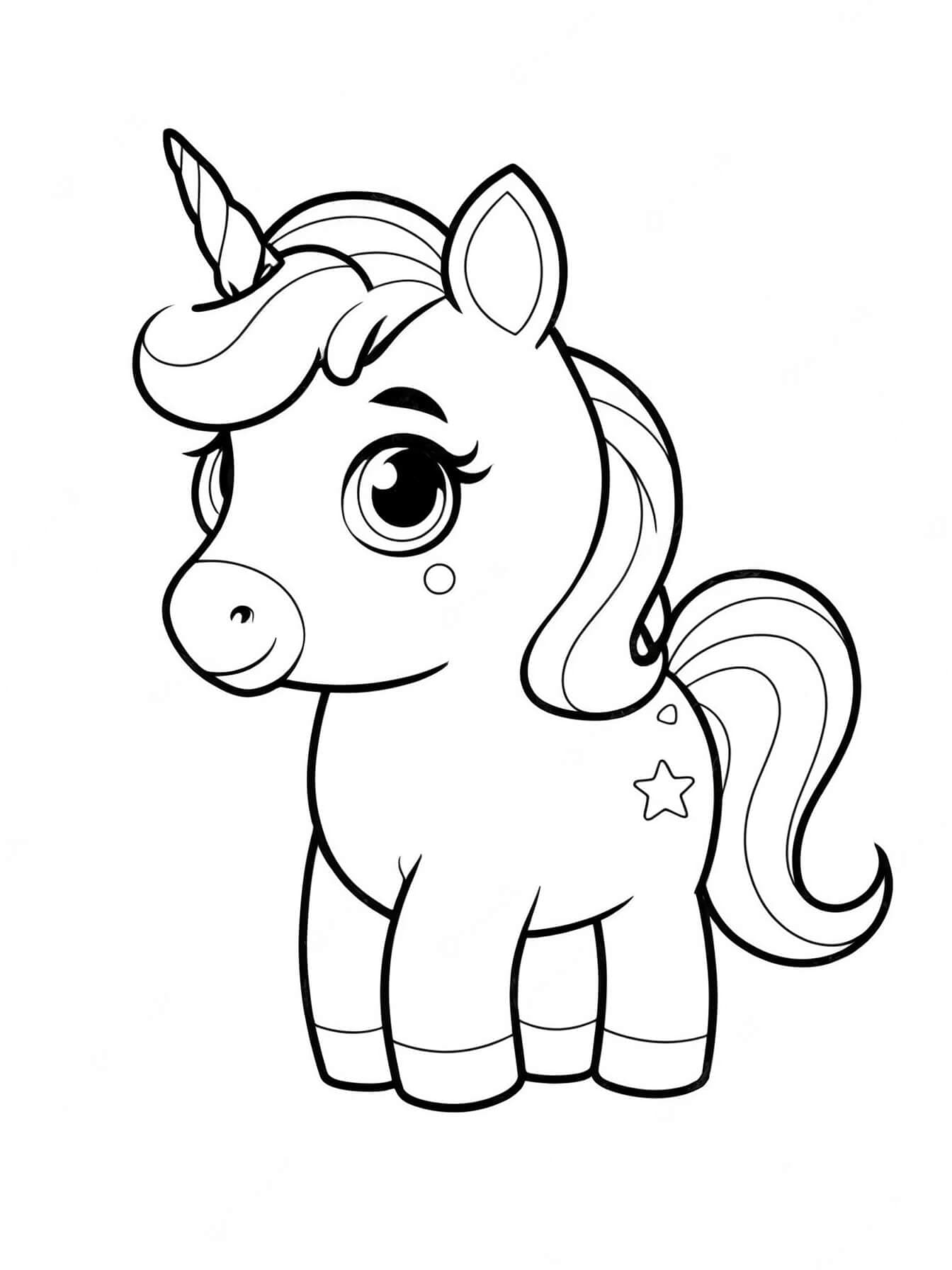Piccolo baby unicorno da colorare