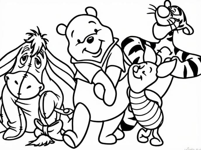 Winnie Pooh e i suoi amici da colorare