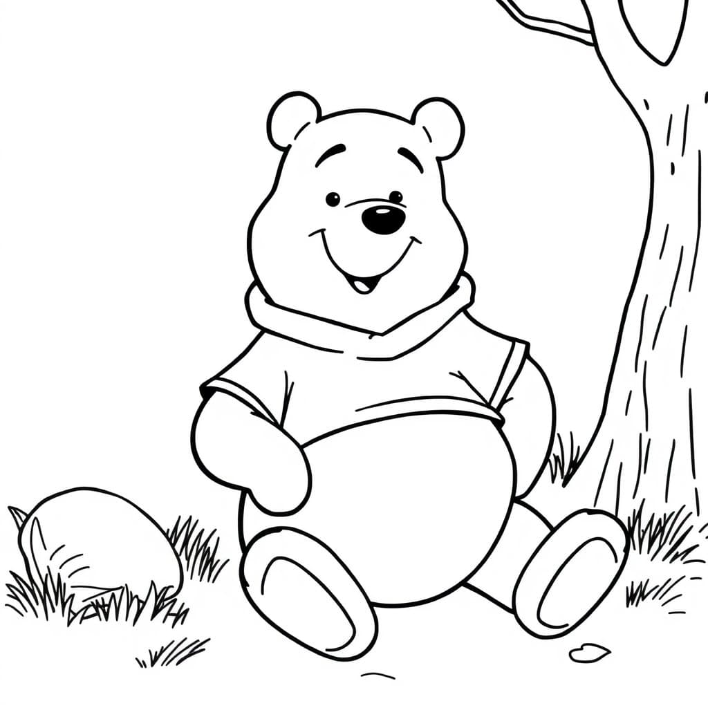 Winnie Pooh seduto 2 da colorare