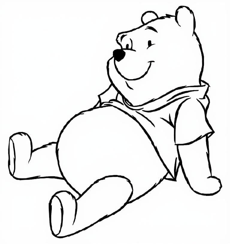 Winnie Pooh seduto da colorare