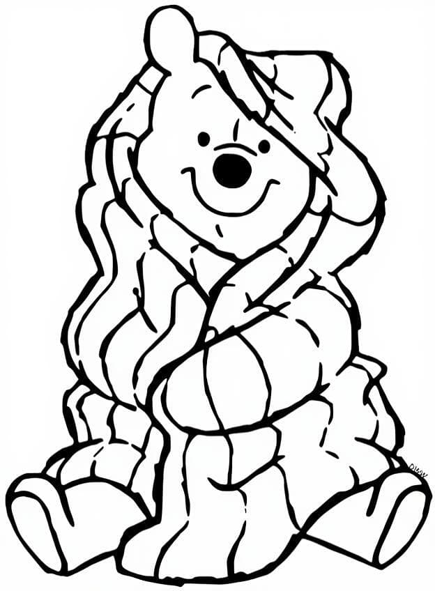 Winnie Pooh sotto la coperta da colorare